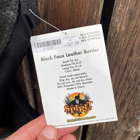 Spirit Halloween Bustier Black Faux Leather Large New Zip Front Sexy Costume - Picture 4 of 6